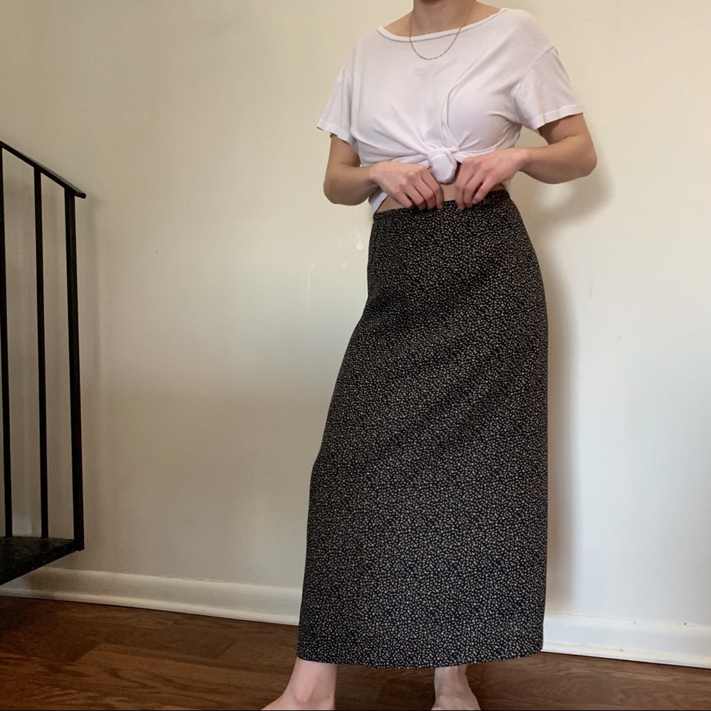 Black And Cream Floral Skirt